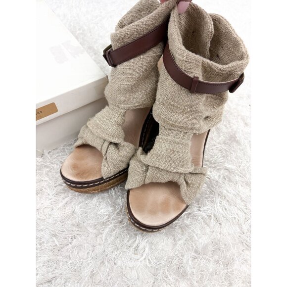 Anthropologie Schuler and Sons Philadelphia Platform Wedge Canvas Sandals 8 - Picture 2 of 6